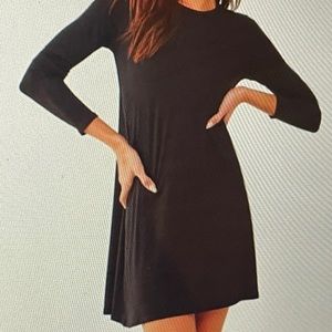 Black ribbed swing dress